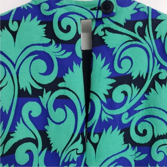 J. Crew Vineyard Jacquard A-Line Dress Sz 0 Green - Picture 3 of 9